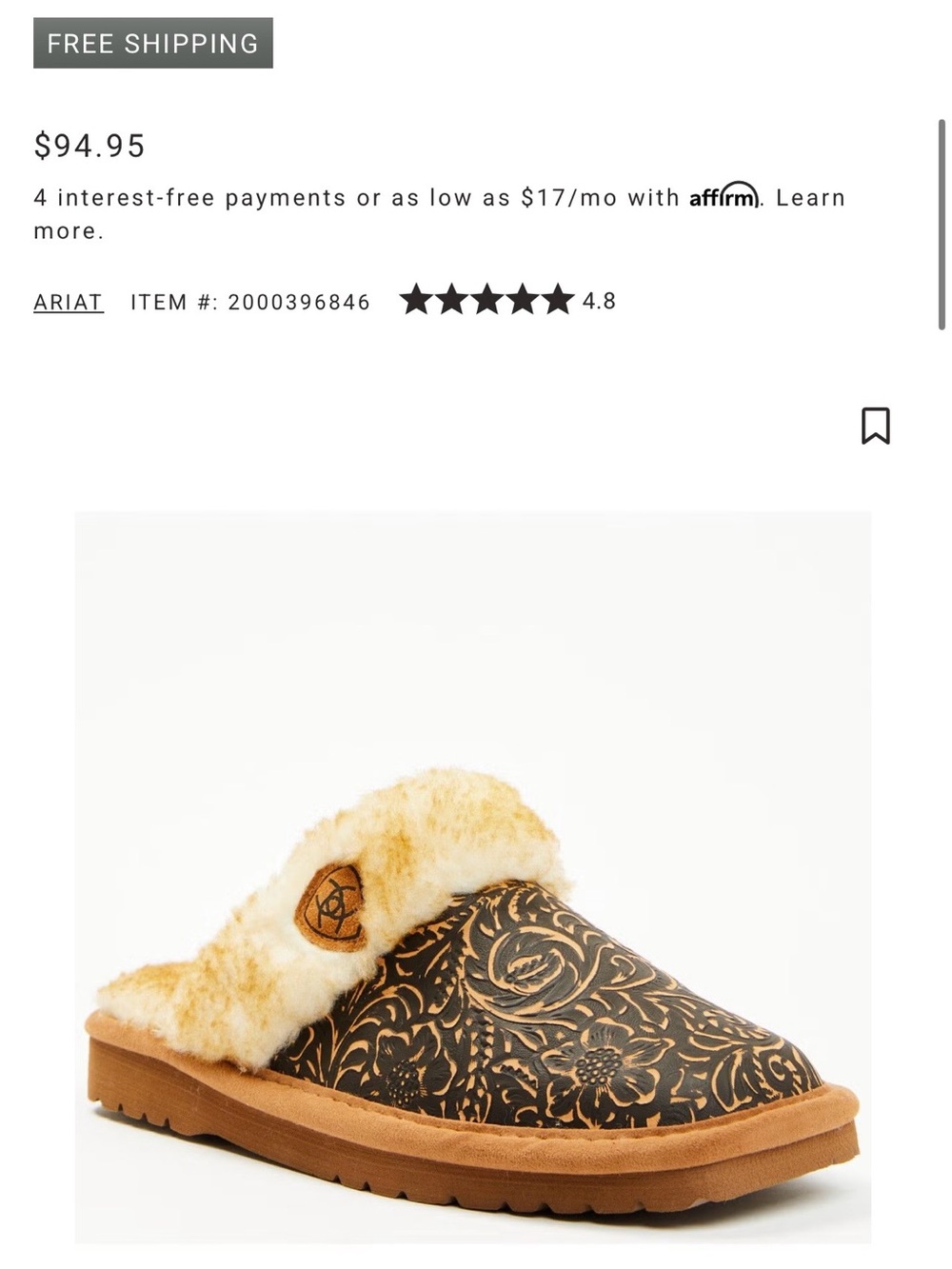 Ariat Women's Jackie Tooled Slipper